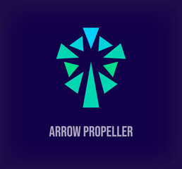 Unique arrows propeller sign logo. Creative air flow colorful graphics. Corporate company Vector