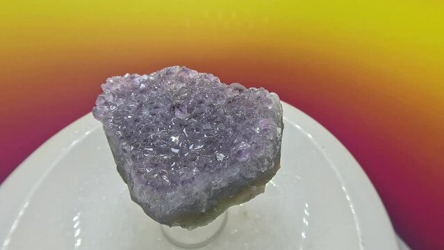 Amethyst geode with agate edge violet crystals