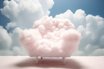 a chair made of clouds floating in the sky