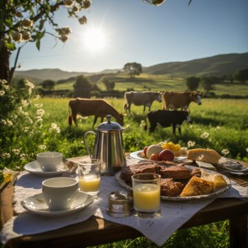 desayuno en el campo