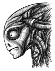Alien creature, sketch - digital painting  - obrazy, fototapety, plakaty