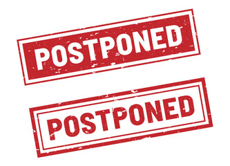 Postponed stamp sign red rectangle grunge style