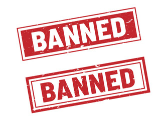 Banned stamp sign red rectangle grunge style