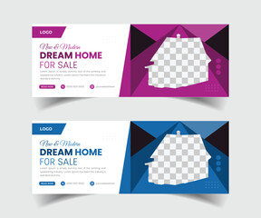 Facebook cover banner for real estate, ideal and contemporary template for a cover banner promoting a house sale