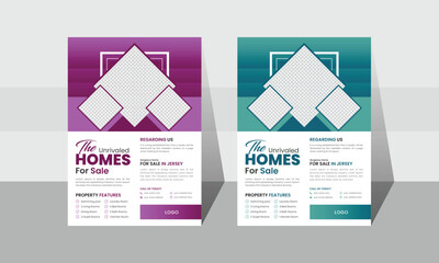 Creative and vibrant real estate&nbsp;flyer template for a company.