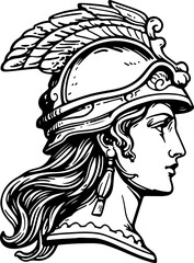 Athena goddess statue Vintage sketch