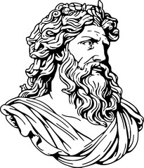 Zeus god statue Vintage sketch