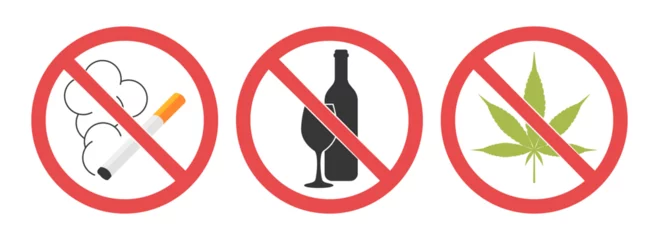 Foto op Aluminium Prohibition smoking and drinking signs, vector © marina_ua