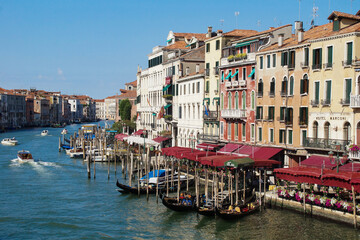 view over the canale grande from the rialto bridge in venice italy - obrazy, fototapety, plakaty