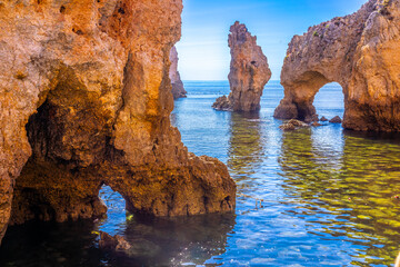 Idyllic landscape at the beautiful Algarve, Portugal - 684309933