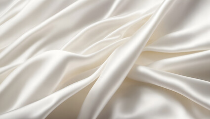 pure snow white silk, satin smooth fabric, an exquisitely delicate fabric - obrazy, fototapety, plakaty