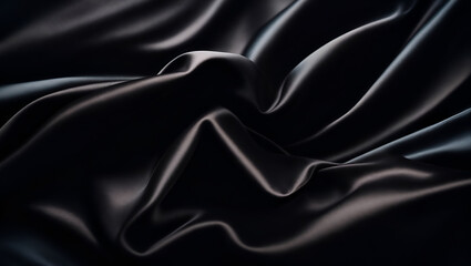 Obraz premium pure black silk, satin smooth fabric, an exquisitely delicate fabric, black wallpaper background