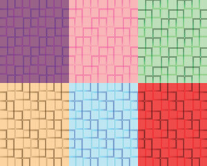 Fototapeta premium set of seamless line patterns in mosaic style vector design, colorful background wallpapers illustrations