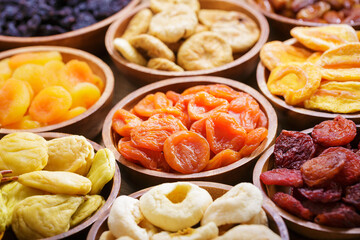 bowls of mixed dried fruits