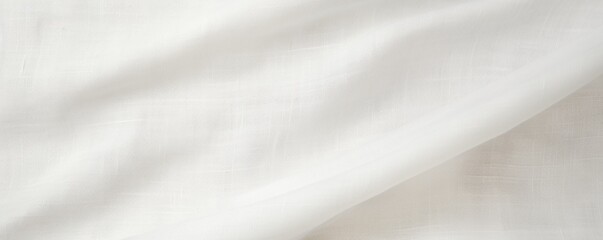 Gathered woven linen fabric structure, tenderly draped surface of beige linen fabric, pleated...