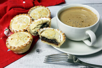 coffee and festive Christmas mince pies © dean