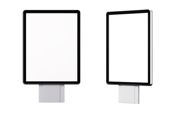 Set of two blank street banners or road city lights. Template or mockup. 3d render