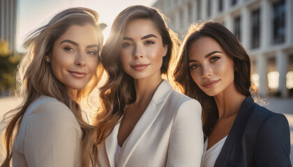 Obraz premium Stylish elegant women in backlight.