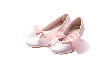 Tulle Ballet Slippers on transparent background.