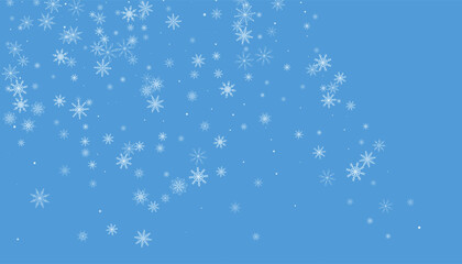 Christmas background. White delicate snowflakes on a blue background. New Year's holiday design