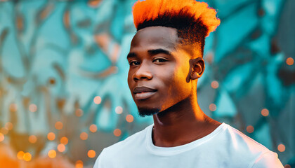 African American man with a stylish mohawk.