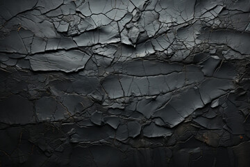 Deep black fabric with a textured appearance. Creased background resembling crumpled paper. Elegant leather-like surface.