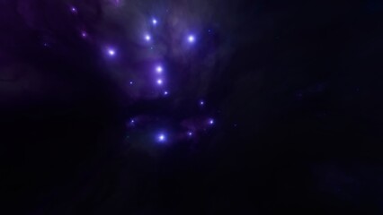 Space scene with blue stars in the galaxy