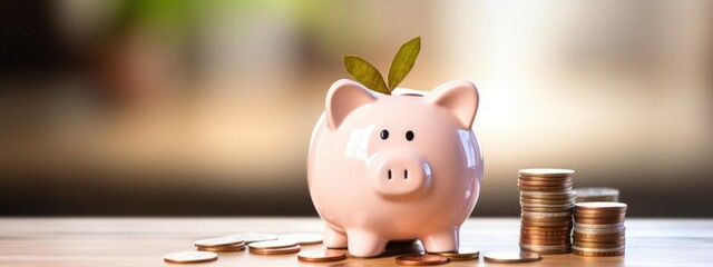 piggy bank on a table