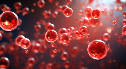 Vermilion blood elements in the human framework. A profusion of blood cells. Floating freely. Within the human physique. Biological investigation, microbiological scrutiny, internal framework.