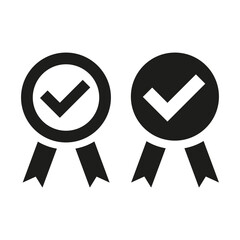 Certified medal icon on white background.