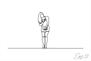 continuous line vector illustration design of woman posing free style