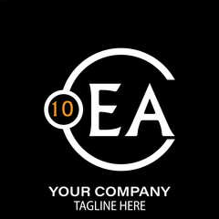 Ea Letter Logo design. black background.