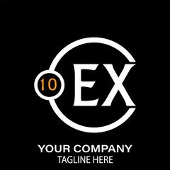 Ex Letter Logo design. black background.