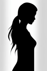 Minimalistic female silhouette in black and white 