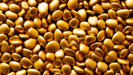 Bright festive background made of gold stones. 3d render.