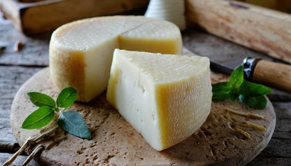 Italian cheese collection, matured pecorino romano hard cheese made from sheep melk, Italian...