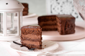 Chocolate cake with chocolate sponge cake and chocolate cream