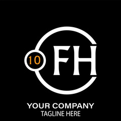 Fh Letter Logo design. black background.