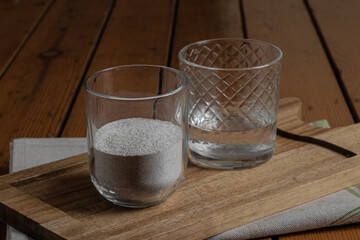 Preparing rye sourdough for bread from water and flour