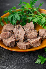 meat tongue food cooked eating cooking meal food snack on the table copy space food background rustic top view