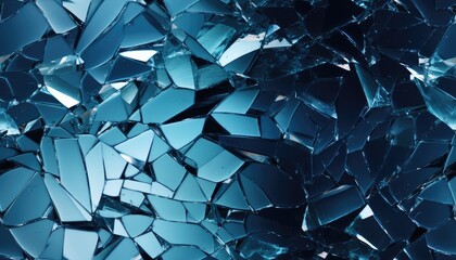 shattered glass  transparent blue  color  - obrazy, fototapety, plakaty