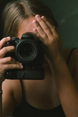 little girl with photo camera