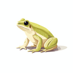 Green frog isolated on white background, vector 