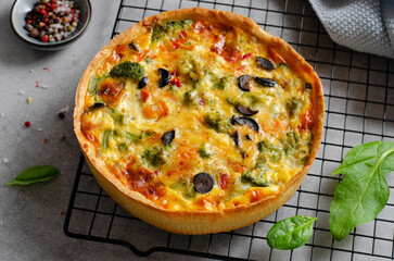 Quiche with Vegetables, Homemade Open Pie, Savory Tart