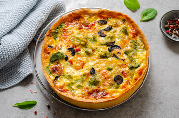Quiche with Vegetables, Homemade Open Pie, Savory Tart