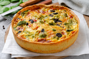 Quiche with Vegetables, Homemade Open Pie, Savory Tart