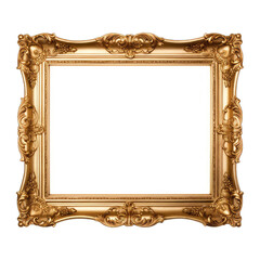 Gilded Picture Frame. Isolated on a Transparent Background. Cutout PNG.
