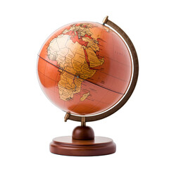 Globe on Wooden Stand. Isolated on a Transparent Background. Cutout PNG.