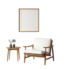 Japanese Living Room Frame Mockup. Isolated on a Transparent Background. Cutout PNG.