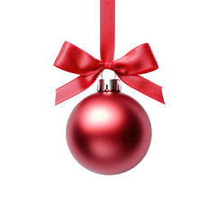 Red Christmas ball decoration baubles isolated on transparent background.